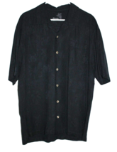 Tommy Bahama Men&#39;s 100% Silk Hawaiian Shirt Black Button Front Size Large L - £21.57 GBP