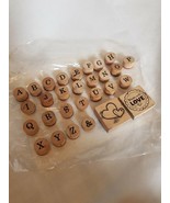 Wooden, &#39; Alphabet&#39; and &#39;Made With Love&#39; Rubber Inking Stamps. - £10.83 GBP