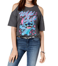 Mighty Fine Juniors Wild Child Cold Shoulder T-Shirt,Heather Charcoal,Medium - £21.79 GBP