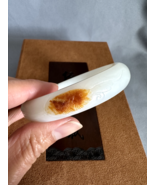 57.6mm Genuine Hetian Jade Bangle White Jade Bangle 和田玉鐲手鐲帶皮籽料 - $8,415.00