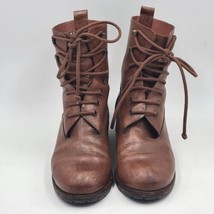 Ba&amp;Sh Comy Boots Women&#39;s Brown Lace Up Leather 38 US Size 7.5 - $79.15