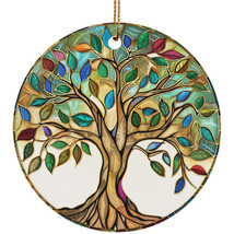 Elegant Stained Glass Art Tree Of Life Christmas Ornament Gift Home Tree Decor - £12.18 GBP