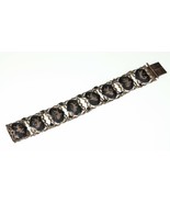 Vintage Thai Silver Siam Niello Enamel Panel Bracelet 7.25&quot; - $156.36