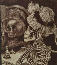 Halloween Postcard Ullman Female Skeleton Looks In Mirror 1909 Arthur Lewis 160 - $151.05