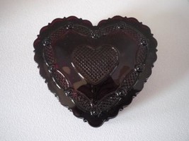 AVON Ruby REd Glass Ornate Heart Shaped Trinket Jewelry Box Anthropologi... - $18.00