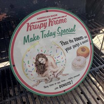 Vintage 1966 American Made &#39;Krispy Kreme Donuts&#39; Porcelain Gas &amp; Oil Pump Sign - £100.24 GBP