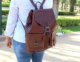 Handcrafted Women&#39;s Leather Backpack -Stylish Brown Backpack Purse  Gift... - £126.79 GBP