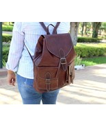Handcrafted Women&#39;s Leather Backpack -Stylish Brown Backpack Purse  Gift... - £126.79 GBP