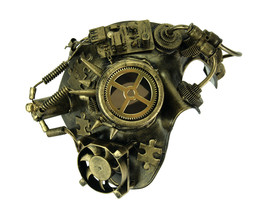 Scratch &amp; Dent Metallic Gold Spiked Steampunk Phantom Adult Costume Mask - £16.61 GBP