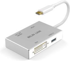 USB C to HDMI DVI VGA USB 3.0 Adapter,Usb 3.1 Type-C 4In1 Hub to HDM - $50.48