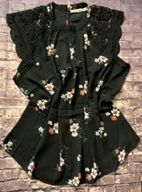 Liberty Love Women’s Black Floral Embroidered Cap Sleeve Blouse Sz 1X NE... - £15.77 GBP