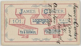 James Carter Lockport NY 1876 business card Sharps Rifle Co  - $65.00