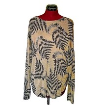 Olivia &amp; Grace Sweater Pullover Brown Black Women Size XL Fern Print Cur... - $51.48