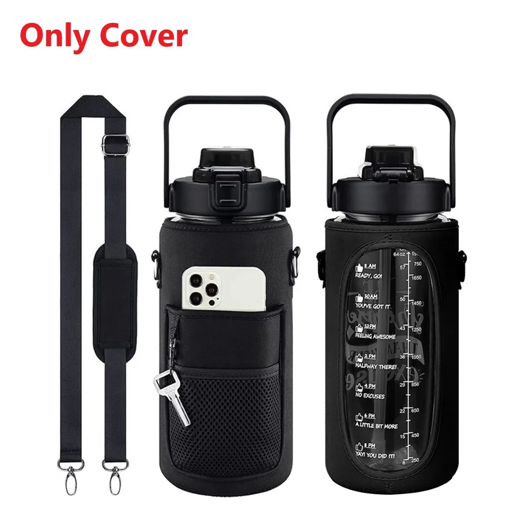 2L Water Bottle Covers Large Capacity Motivational Water Bottles Holder Bag Ther - £18.54 GBP