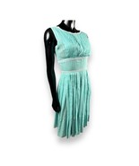 Vtg Fashionmaker Original Aqua Pleated Fit &amp; Flare Dress Lace Trim Semi ... - £36.37 GBP