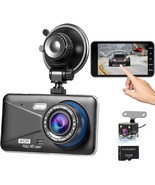 Dash Cam Front and Rear Dual Car Camera with 32G SD Card 4&#39;&#39;IPS Touch Sc... - £72.06 GBP