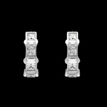 Vintage 1.5ct TW Princess Baguette Diamond Huggie Earrings 14K White Gold Over  - £62.77 GBP