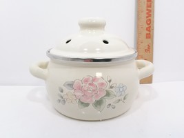 Pfaltzgraff Tea Rose Metal Enamelware Stovetop Potpourri Warmer Pot - $19.99