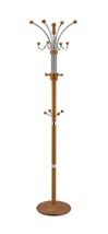 73&quot; Chrome &amp; Wood Coat Rack, Oak Finish - $139.99