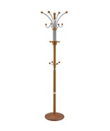 73&quot; Chrome &amp; Wood Coat Rack, Oak Finish - $191.46 CAD