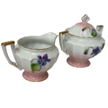 Mini Cream And Sugar Set Vintage Hand Painted Gold Trim Porcelain Made In Japan - £11.98 GBP