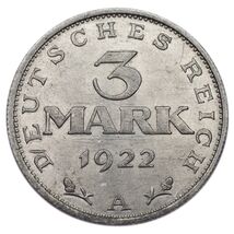 1922-A German 3 Mark 3rd Anniversary of the Constitution Weimar Republic... - $47.72