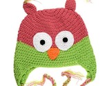 NWT Owl Baby Girls Hot Pink &amp; Green Chrochet Hat 6-12 Months - $5.99