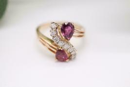 1.83CT Pear Cut Ruby &amp; Diamond 14K Yellow Gold Finish Engagement Wedding Ring - £74.36 GBP