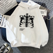 Women Hoodie Spring Streetwear Black Tops Skeleton Print Grunge Streetwear Hoodi - £48.45 GBP