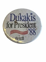 Vintage 1988 Dukakis for President button pin Democratic Presidential Hi... - £3.79 GBP