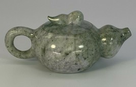 Old Nephrite Jade Carved Teapot &quot;Small&quot; Green Grayish Finely Finished 4 7/8&quot; - £32.61 GBP