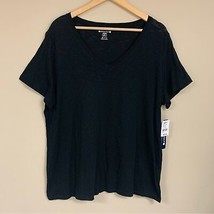 NWT Black Classic Basic Short Sleeve Shirt Women’s 2X Loose Fitting Casu... - $20.79