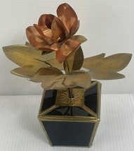Vintage MCM Brass Potted Flower Sculpture 7” Tall Unique Find Floral - £36.04 GBP