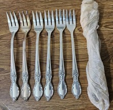 12pc Wm Rogers &amp; Son IS Silverplate VICTORIAN ROSE COCKTAIL FORKS 5.5&quot; N... - $26.18