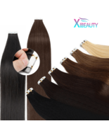 Tape In Hair Extensions Human Hair Straight Natural Black 100% Real Human - $173.24