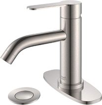 Bathroom Sink Faucet: Single Handle Bathroom Faucets 1 Hole,, Brushed Ni... - £25.95 GBP