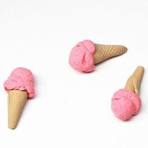 Ice Cream Cones Pink Set/3 Dollhouse Raindrop Miniatures  - £5.58 GBP