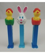 Vintage Lot Of 3 Easter Pez Dispensers Bunny, Chick in Red, &amp; Chick In G... - $12.08 CAD