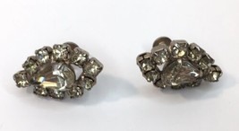 Vintage Prong Set Rhinestone Screw Back Earrings (Clip On Style) Unsigned MCM - $20.00