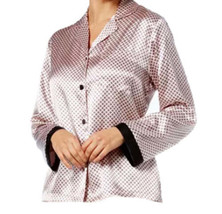 Linea Donatella Womens Satin Notch Collar Top Size X-Large Color Pink/Blk - £38.69 GBP