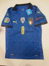 An item in the Sports Mem, Cards & Fan Shop category: Jorginho Italy 20/21 Euro Champions Match Slim Blue Home Soccer Jersey 2020-2021