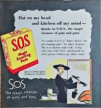 S.O.S MAGIC SCOURING PADS - 1946 Vintage Print Ad - POTS &amp; PANS CLEANSER... - $17.10 CAD