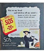 S.O.S MAGIC SCOURING PADS - 1946 Vintage Print Ad - POTS &amp; PANS CLEANSER... - $17.10 CAD