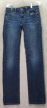 American Eagle Outfitters Jeans Women Sz 0 Blue Denim Stretch Cotton Straigh Leg - £14.45 GBP