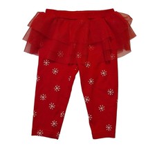 Carters Baby Girl Red Snowflake Leggings With Tulle Tutu Skirt 9M - £6.12 GBP