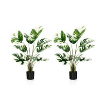 2 Pack 4 Feet Artificial Monstera Deliciosa Plants for Home Office - Color: Gre - £96.93 GBP
