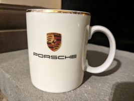 PORSCHE White Gold Rimmed Coffee Mug Germany  - $35.00