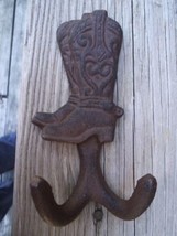 Cast Iron Western Cowboy Boot Double Wall Hook Hanger - £6.55 GBP