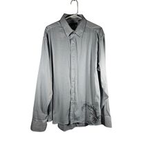 Level Ten Men's Long Sleeve Button Down Shirt L Grey Print XXL - $18.80