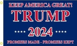 3X5 Trump 2024 Keep America Great Promised Made Promises Kept Blue Flag 100D - £6.20 GBP